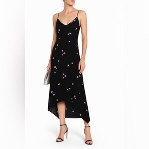 EQUIPMENT Esther floral crepe sleeveless midi slip dress M high low